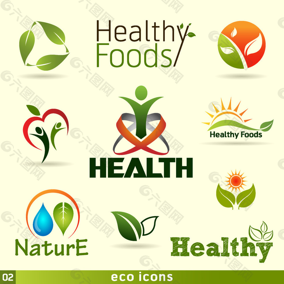 各种简单健康食物图标集合