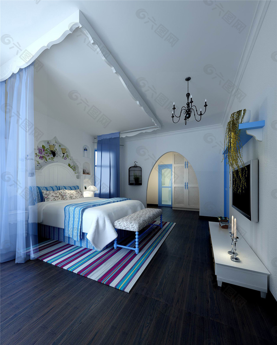 简约地中海卧室装修效果图