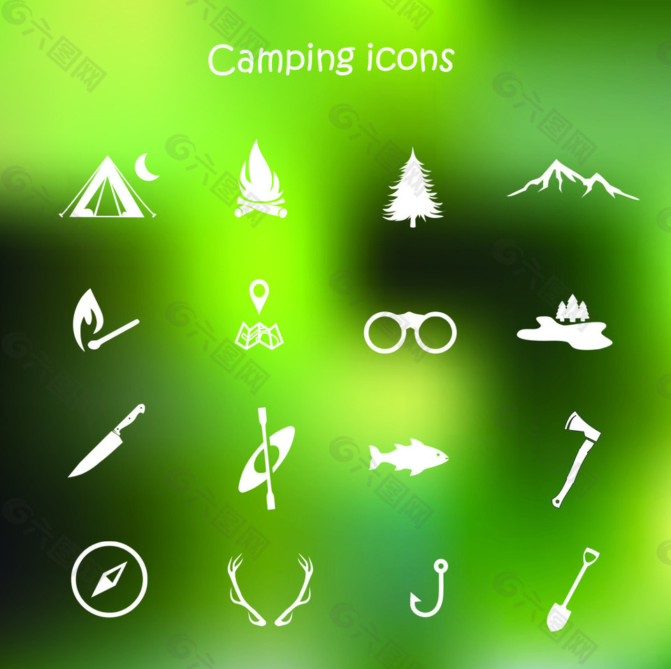 登山远足icons图标设计