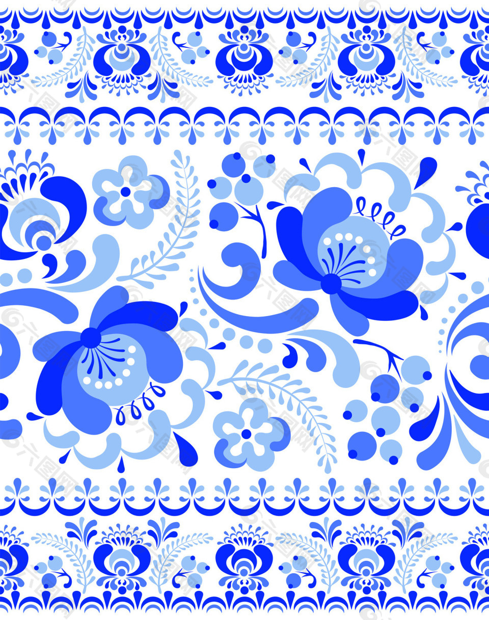瓷器蓝色花纹青花纹餐具餐盘