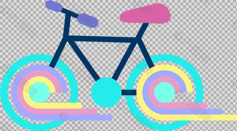 抽象单车自行车插画免抠png透明图层素材