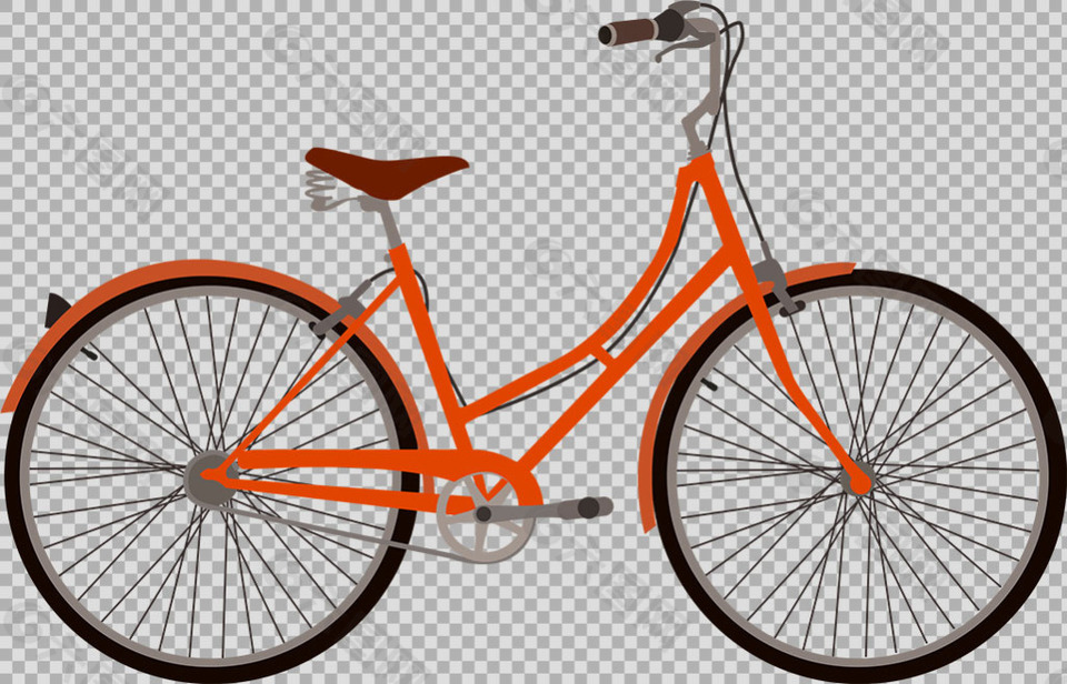 手绘红色单车自行车免抠png透明图层素材