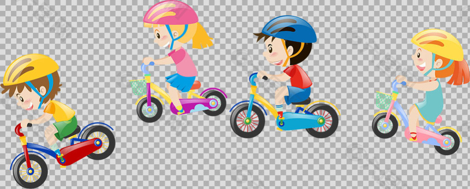 儿童单车自行车插画免抠png透明图层素材