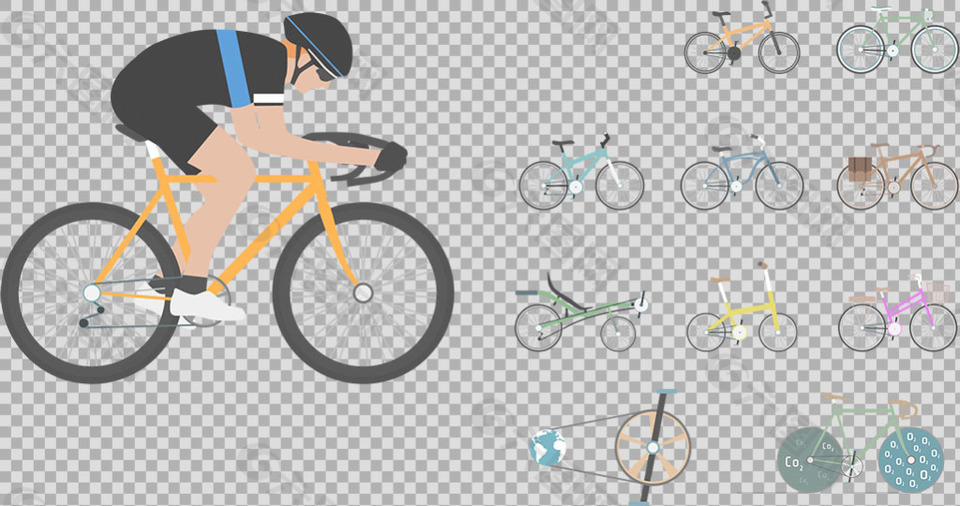 运动自行车插画免抠png透明图层素材