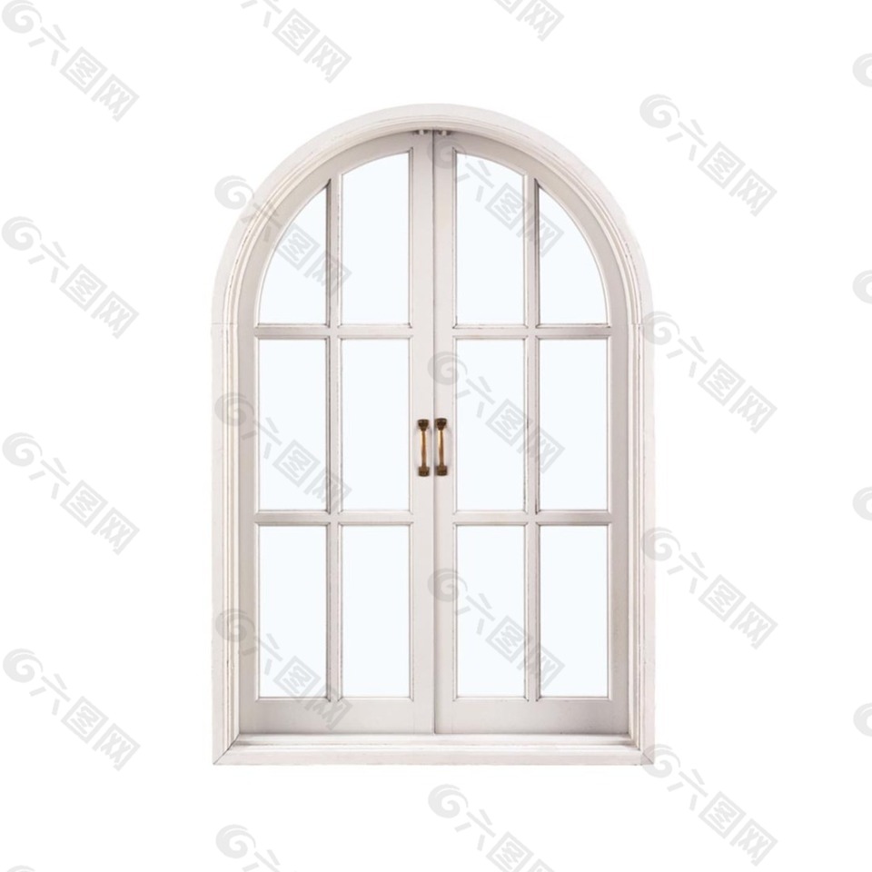 白色圆弧窗户元素