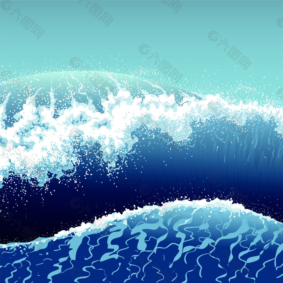 巨型海浪矢量插画
