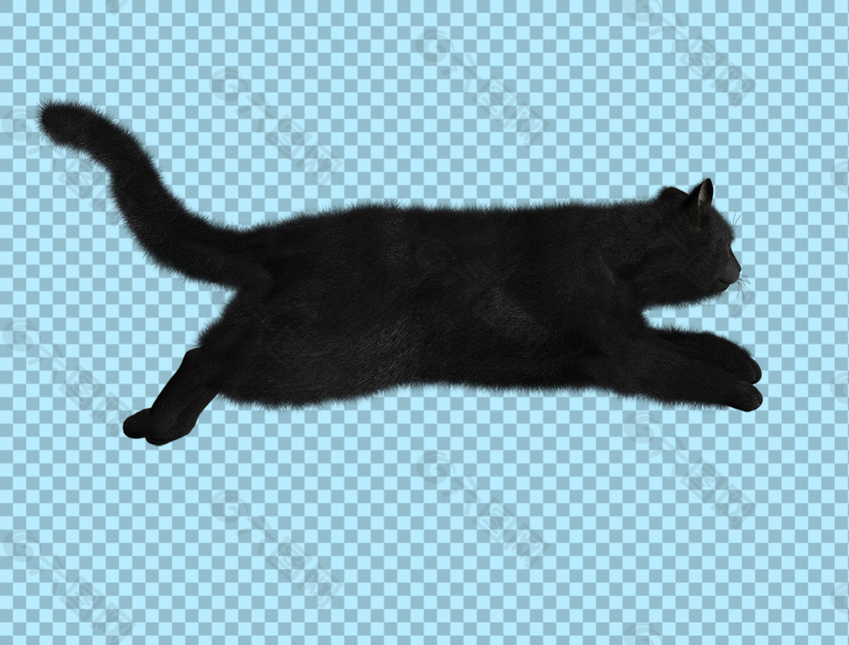 在扑食的猫剪影免抠png透明图层素材
