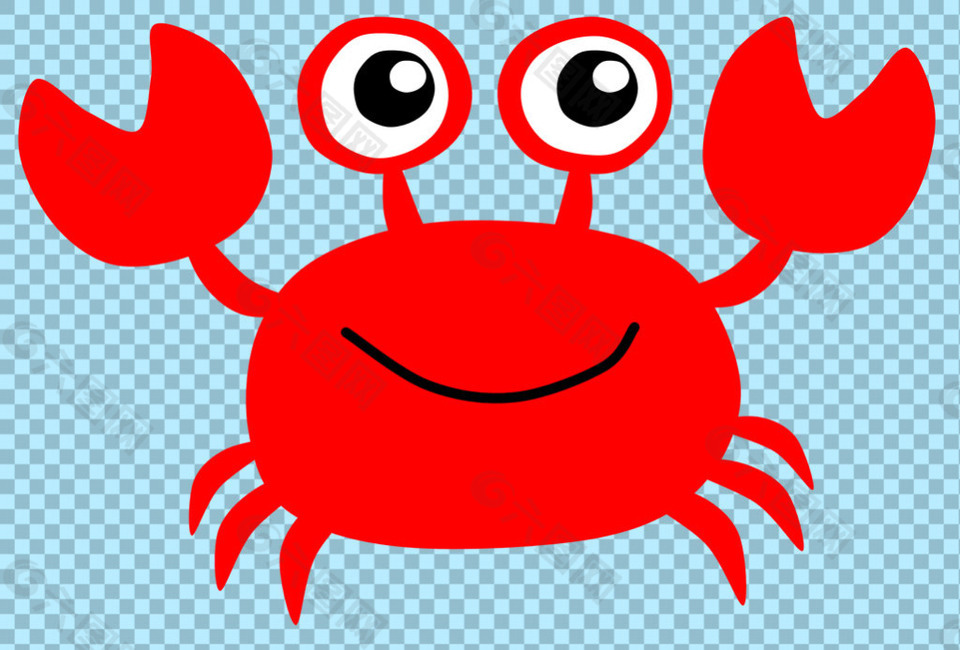 红色卡通螃蟹图片免抠png透明图层素材