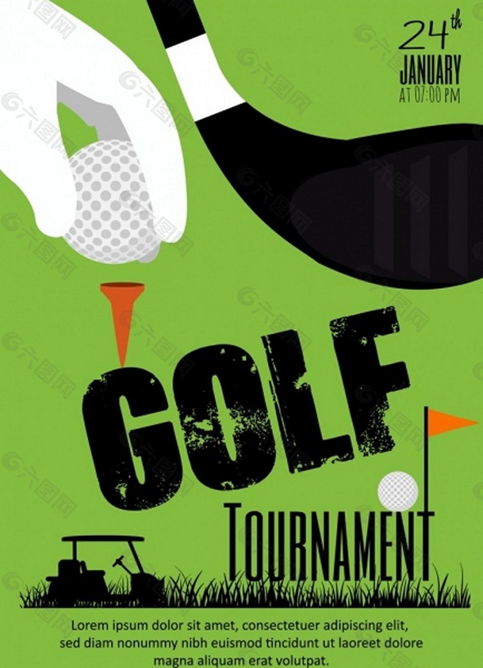 高尔夫赛事旗帜绿色设计方面球图标免费矢量