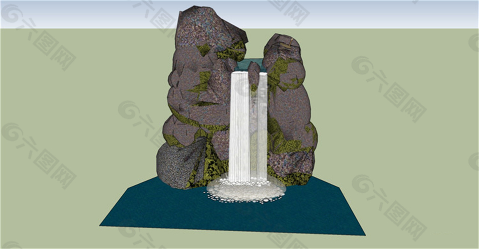 园林假山瀑布skp模型