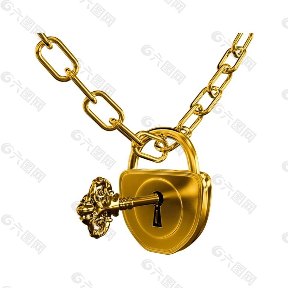 金色链条金锁元素