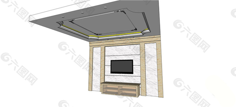 电视背景墙天花kp模型