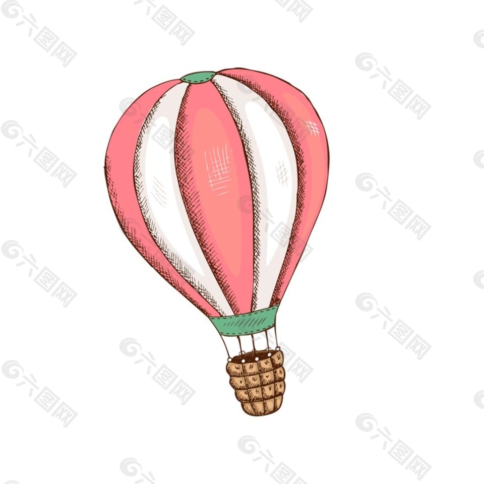 彩色条纹热气球元素