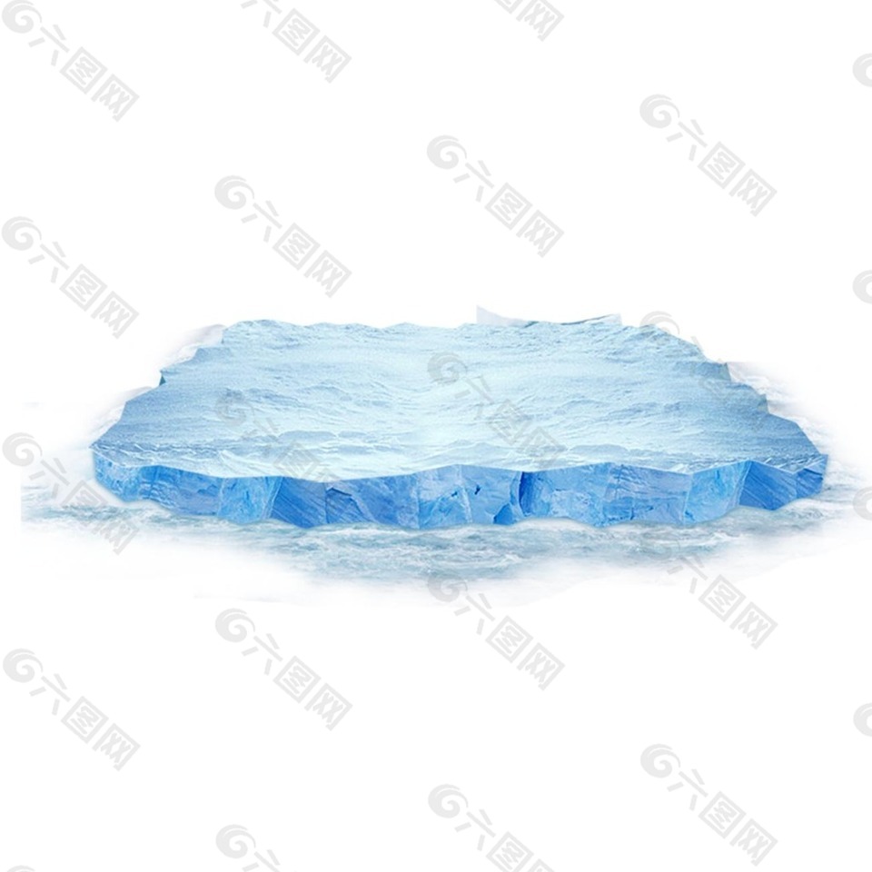 蓝色冰块漂浮元素