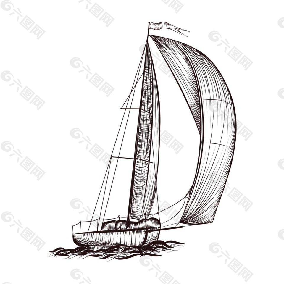 手绘帆船png元素