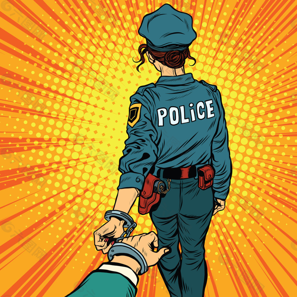 漫画警察和小偷插画