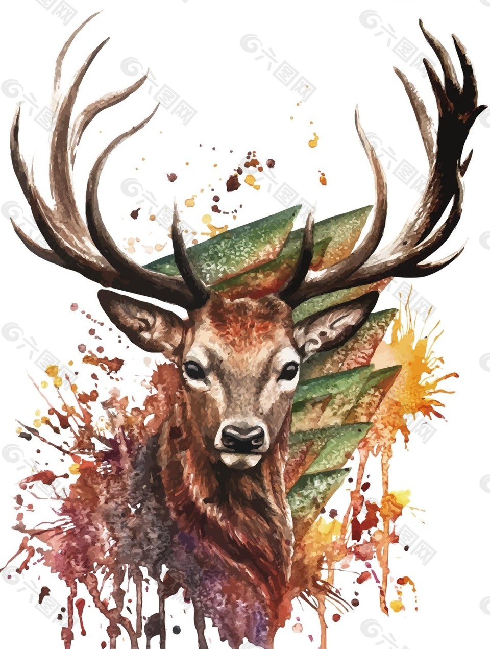 个性手绘小鹿png元素