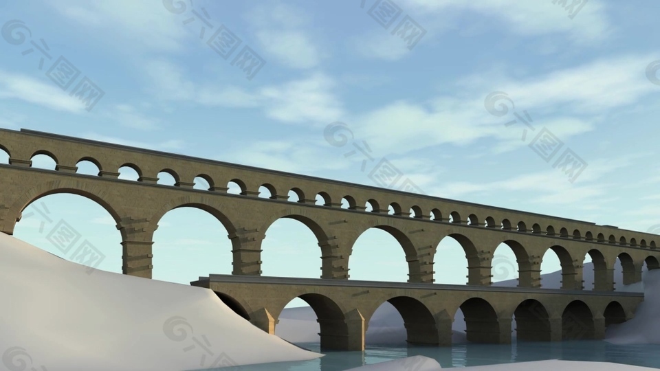 三维动画建筑桥视频
