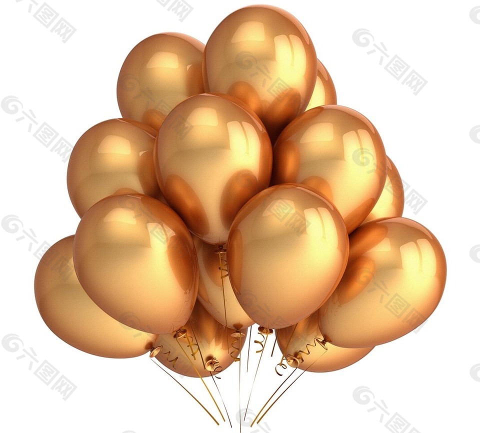 手绘金色气球元素