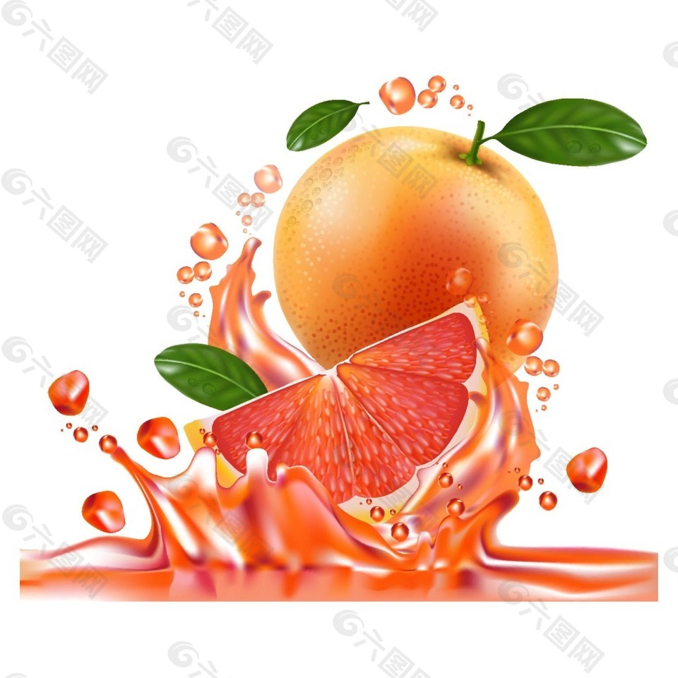 手绘果汁橙子元素