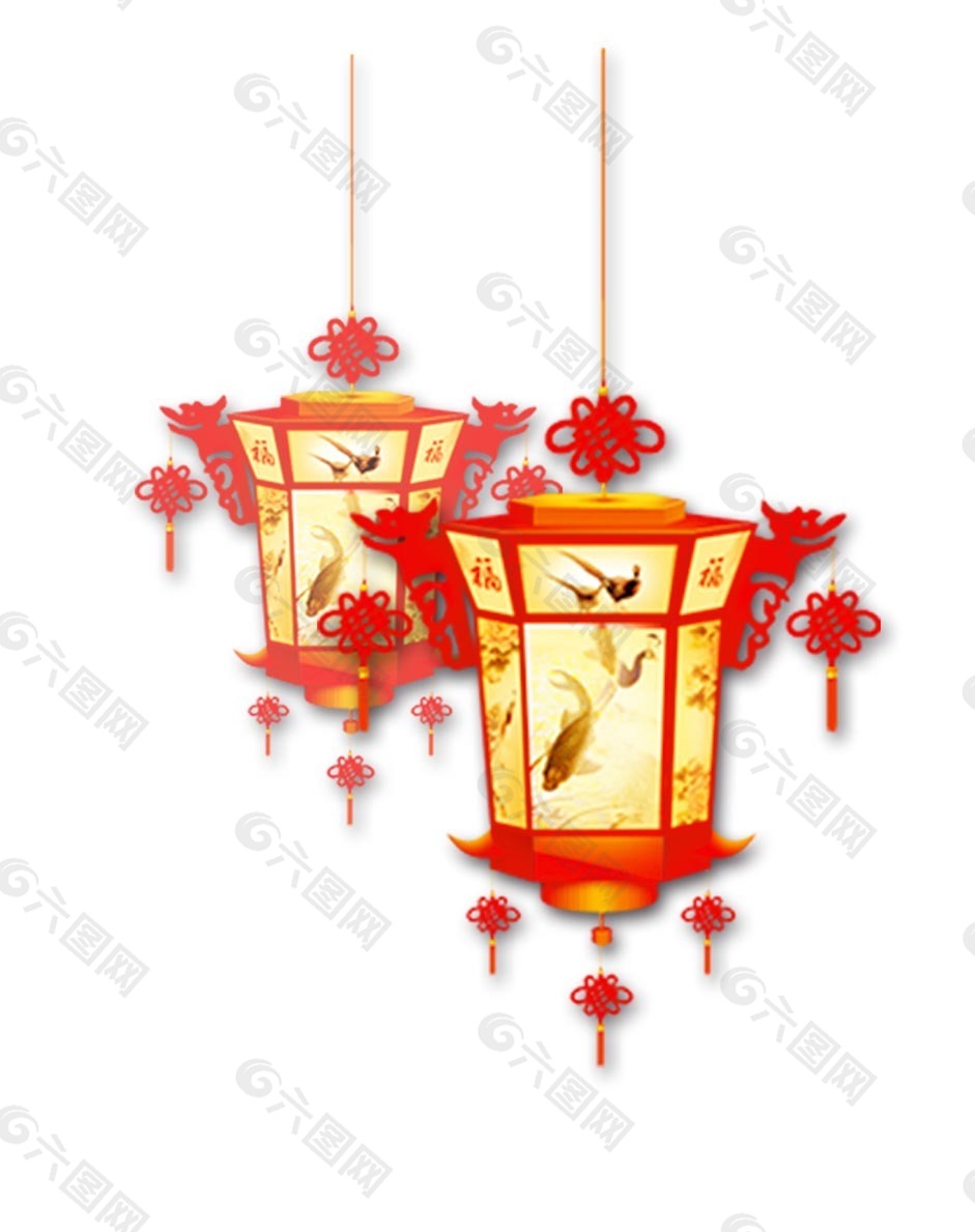 手绘中国式灯笼元素