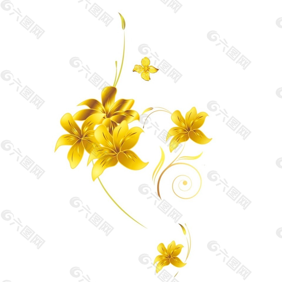 金色花朵png免扣元素设计元素素材免费下载 图片编号 六图网