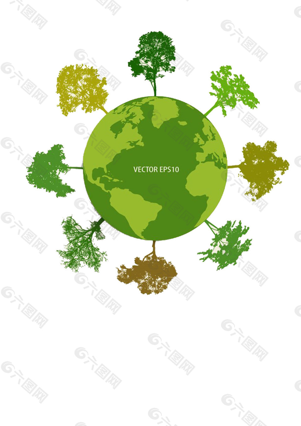 环保绿树地球png免扣元素