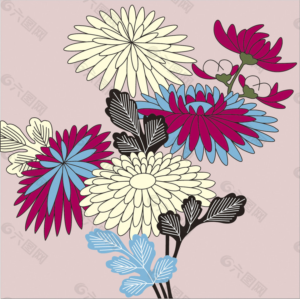 彩色菊花装饰图案