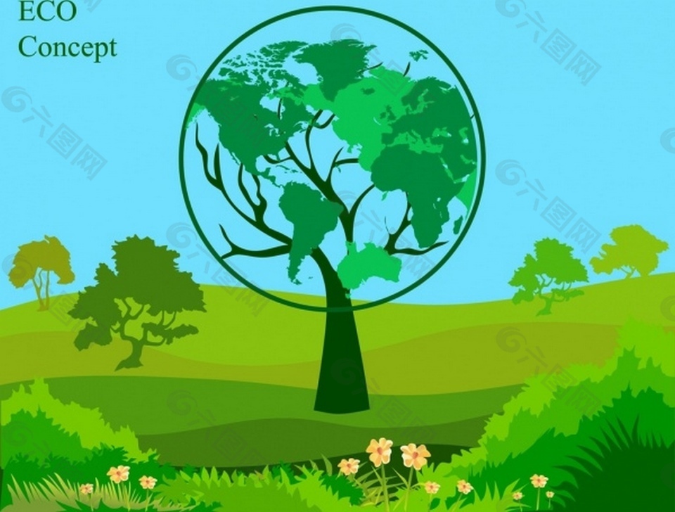 绿色环保地球日矢量素材