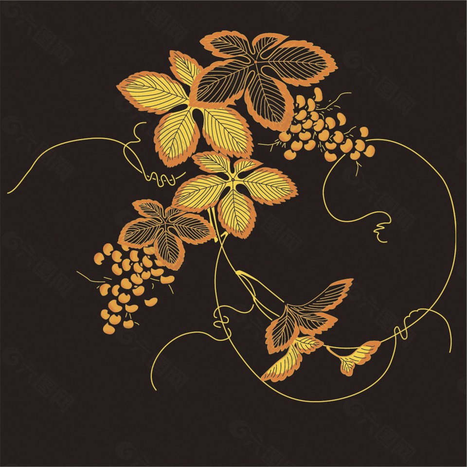 金色葡萄藤装饰图