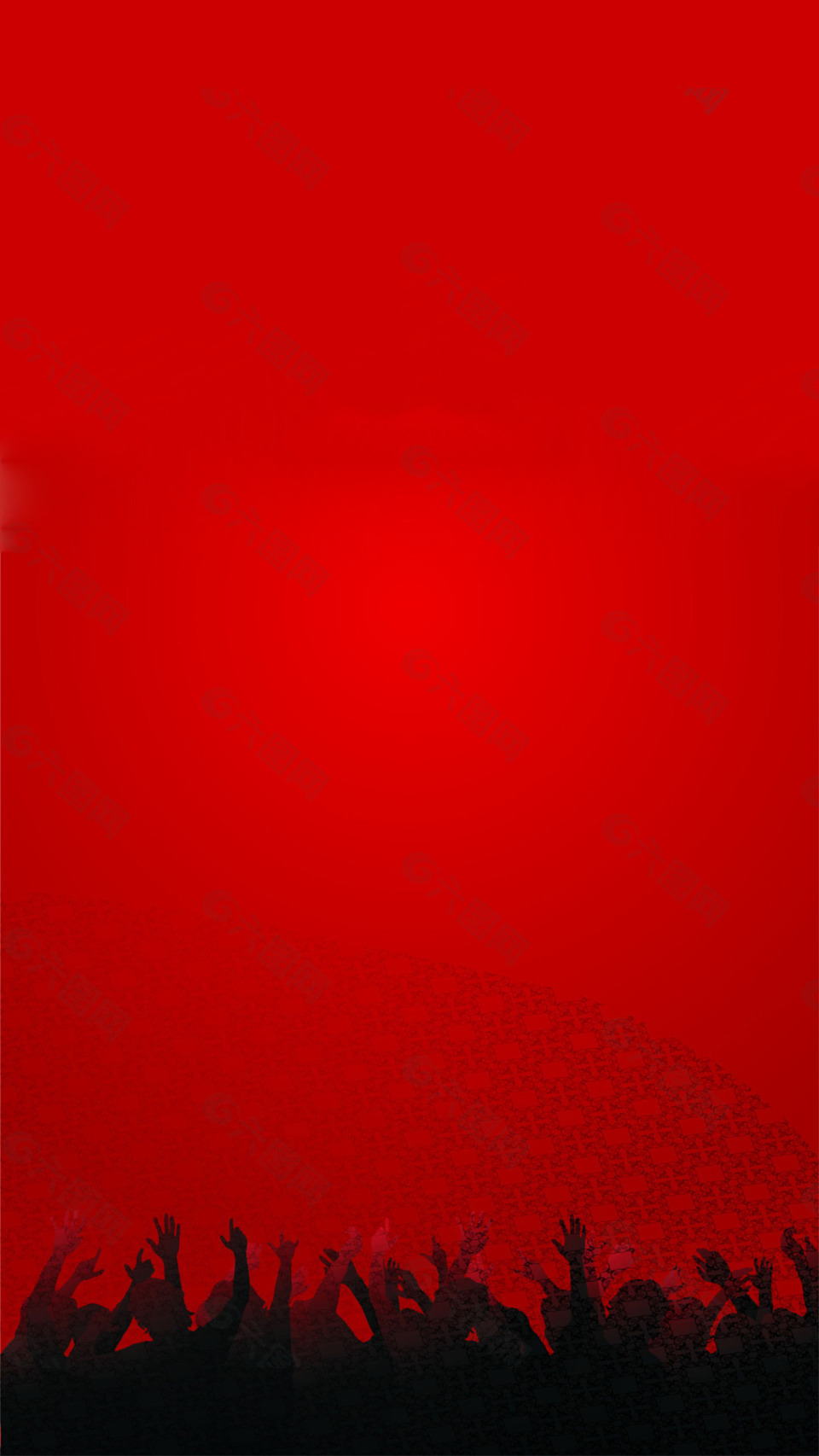 手绘人物红底H5背景素材