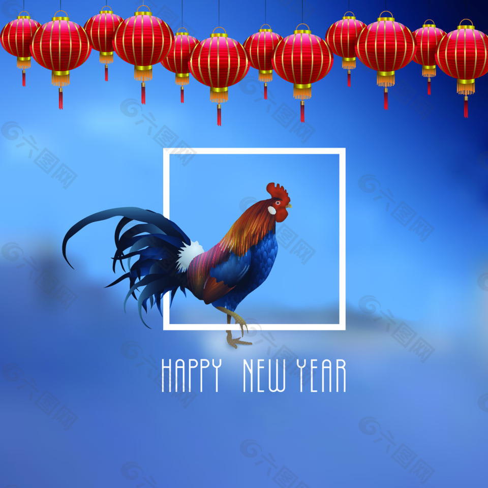 鸡年新年快乐主题海报EPS矢量素材