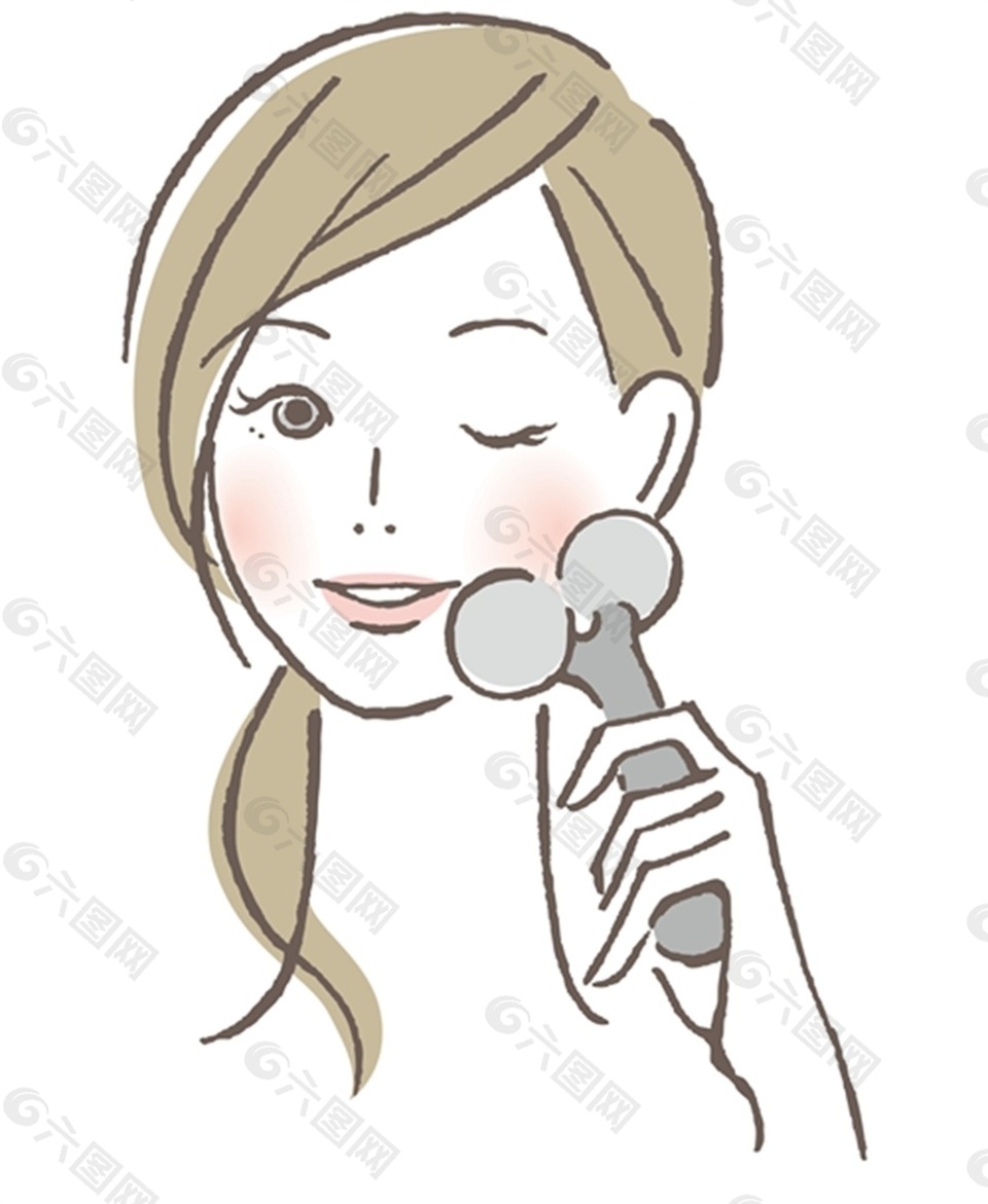 瘦脸卡通手绘女生插画矢量素材