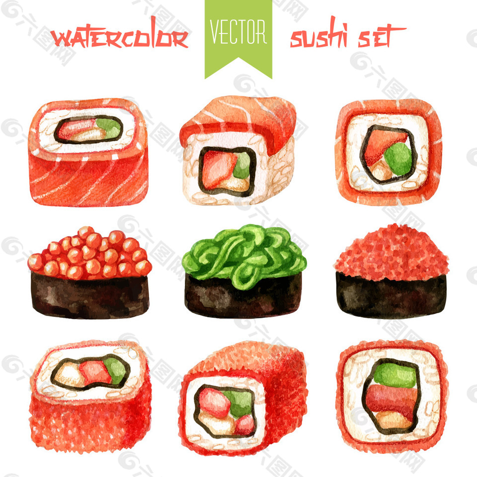 诱惑的食物寿司矢量图