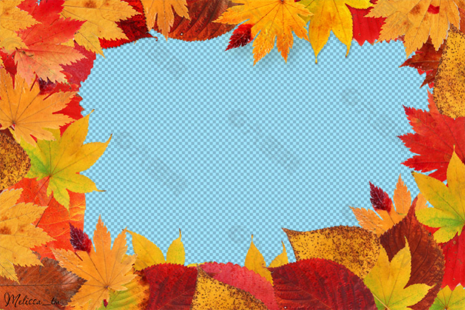 秋天树叶花边免抠png透明图层素材