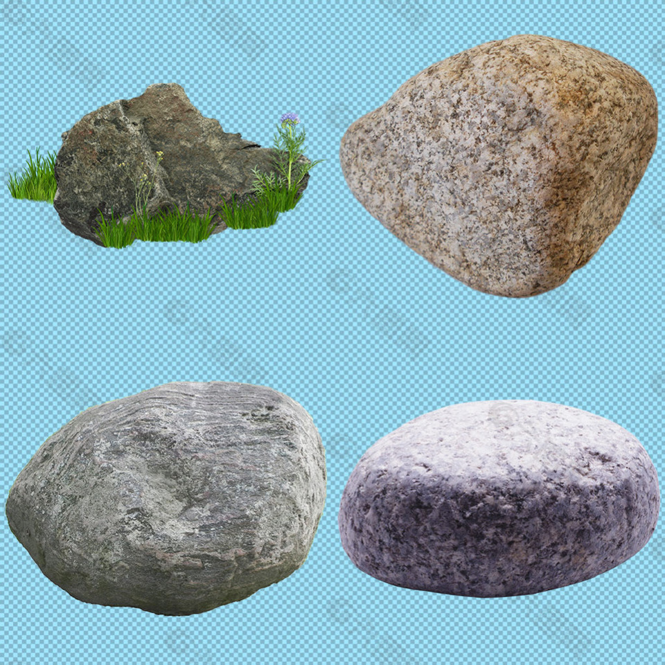 四块石头免抠png透明图层素材