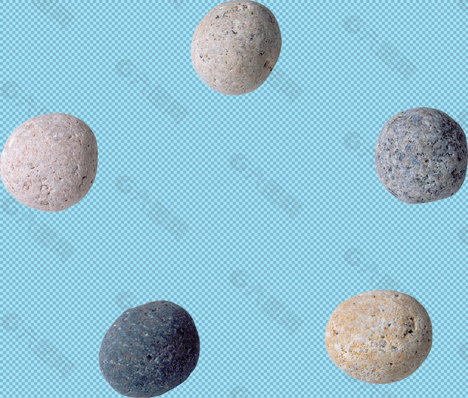 五个圆形石头免抠png透明图层素材