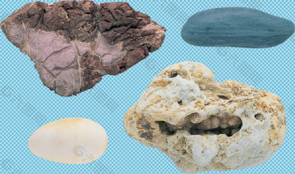 四块不同的石头免抠png透明图层素材
