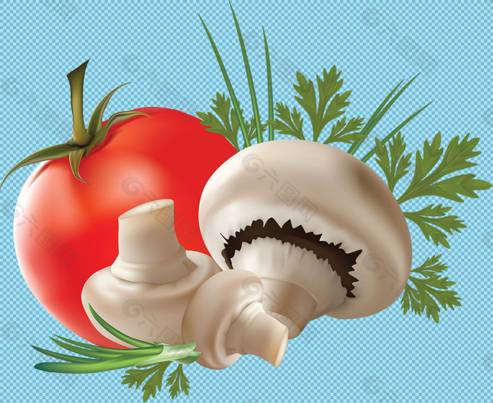 蘑菇西红柿免抠png透明图层素材