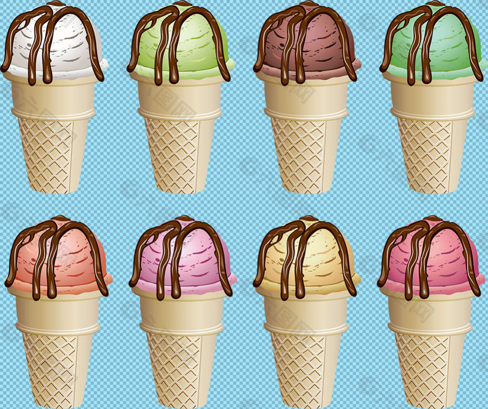 8个冰淇淋免抠png透明图层素材