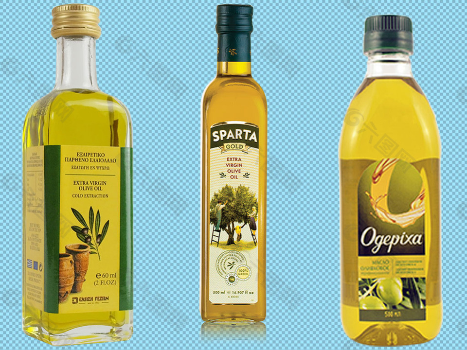 三瓶橄榄油免抠png透明图层素材