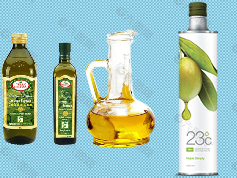四瓶橄榄油免抠png透明图层素材