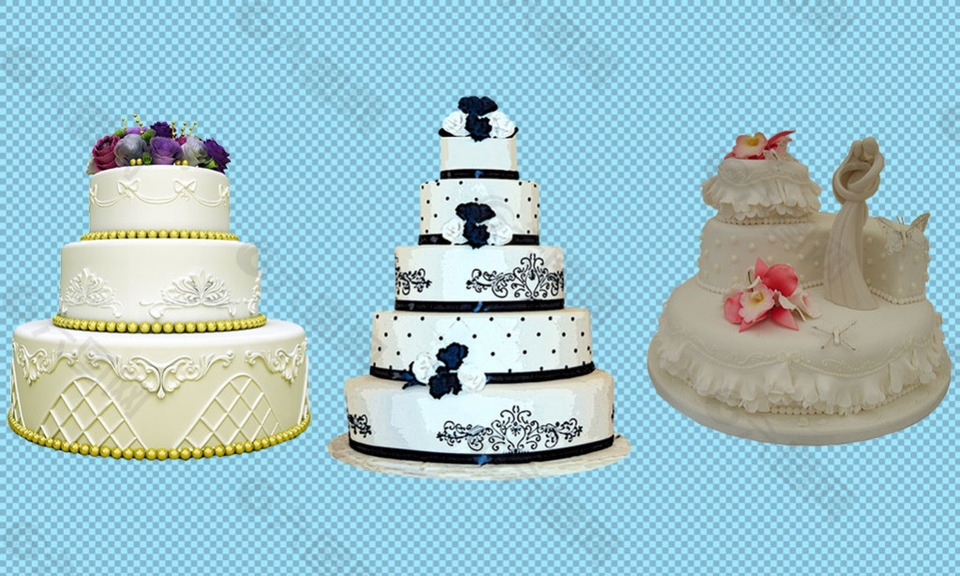 三个不同的婚礼蛋糕免抠png透明图层素材
