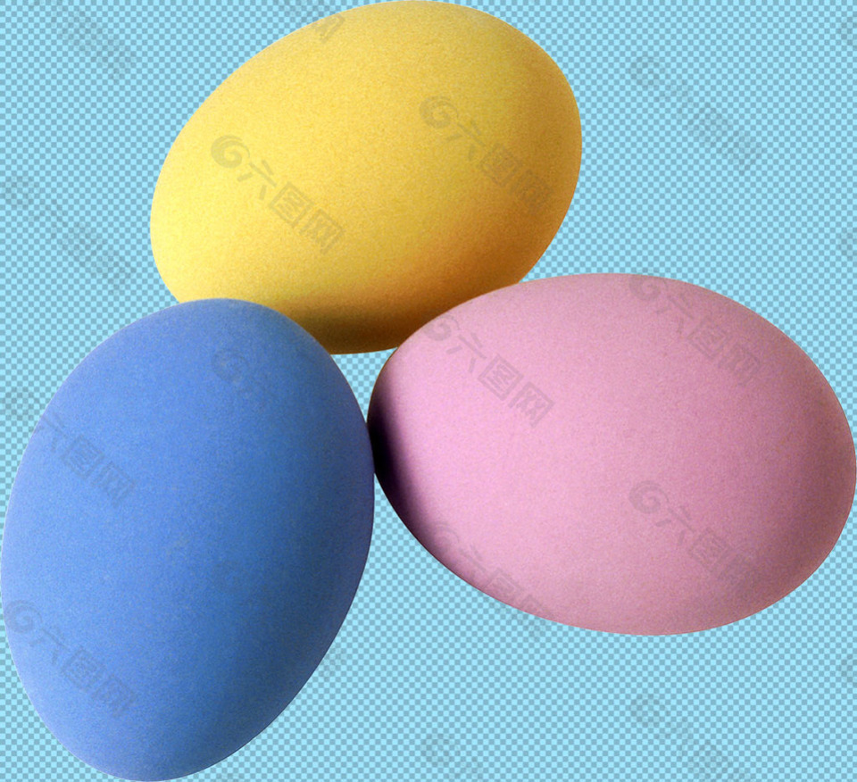 三个彩色鸡蛋免抠png透明图层素材