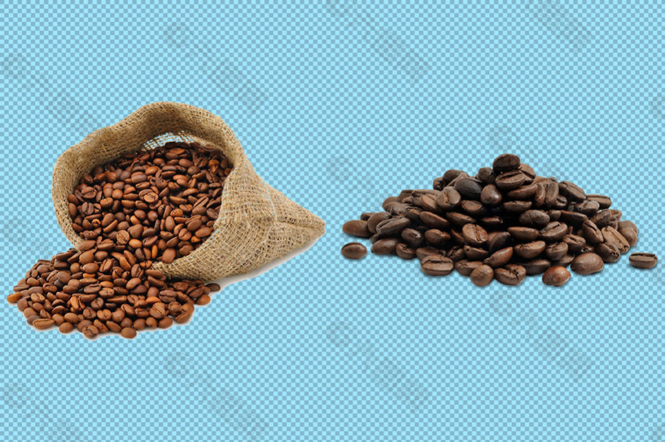 两堆咖啡豆免抠png透明图层素材