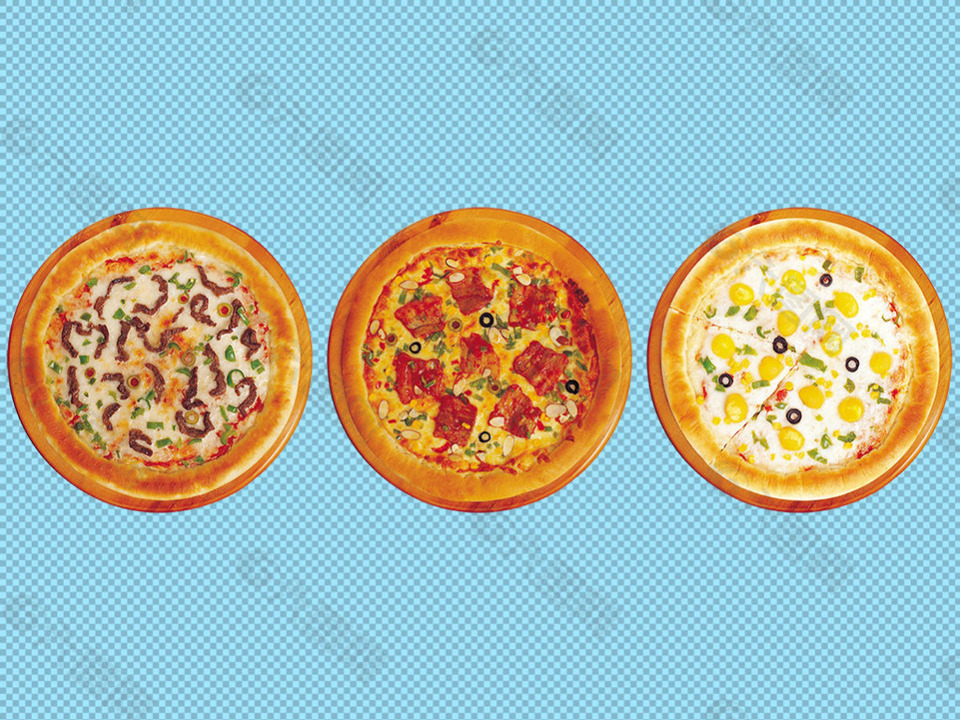 三个披萨饼免抠png透明图层素材