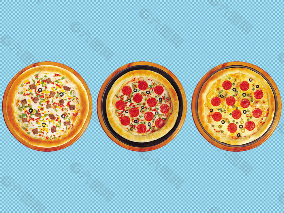 三个美味披萨免抠png透明图层素材