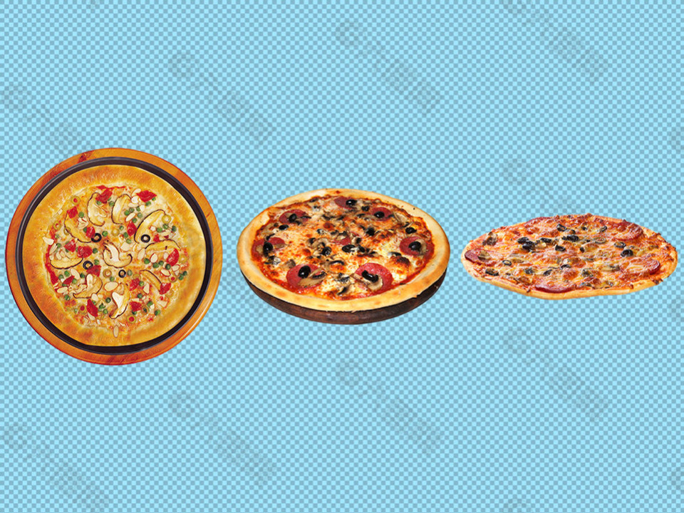 三个圆形披萨免抠png透明图层素材
