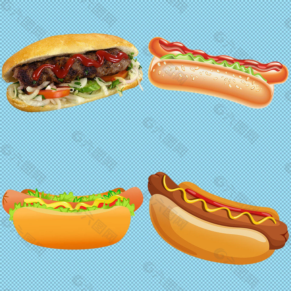 漂亮美味的热狗面包免抠png透明图层素材