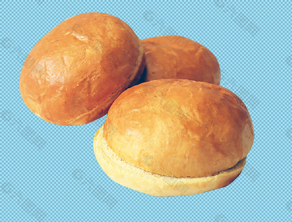 三个圆形的小面包免抠png透明图层素材